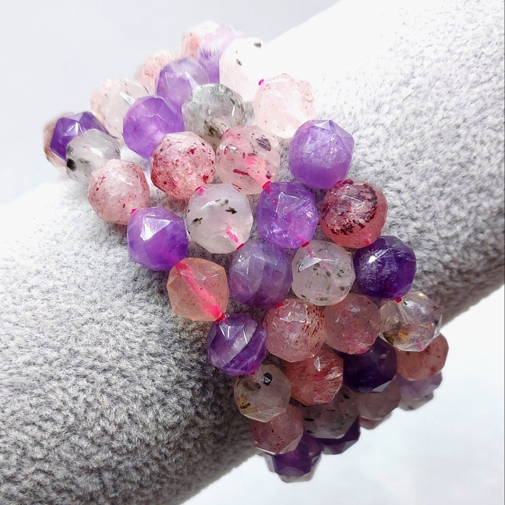 8mm Diamond Faceted HQ Super 7 Bracelets